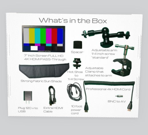 7-Inch LCD Film Production Monitor with HDMI 4K Pass-Through,  Resolution 1280x600 HD Display No-Sound